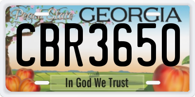 GA license plate CBR3650