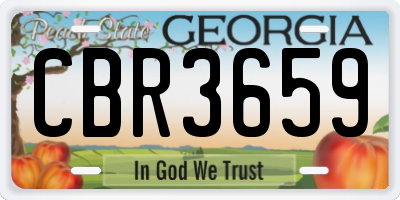 GA license plate CBR3659