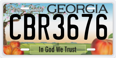 GA license plate CBR3676