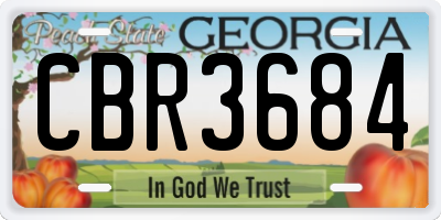 GA license plate CBR3684