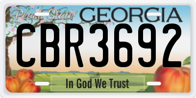 GA license plate CBR3692