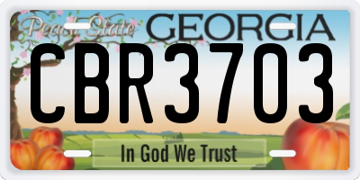 GA license plate CBR3703