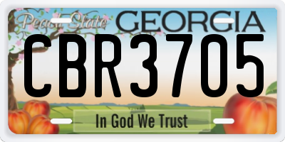 GA license plate CBR3705