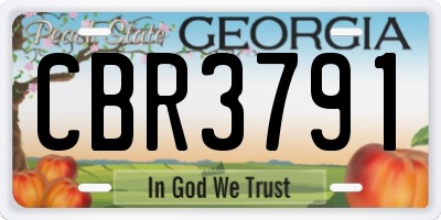 GA license plate CBR3791