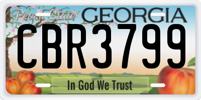 GA license plate CBR3799