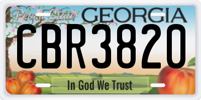 GA license plate CBR3820