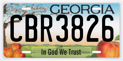 GA license plate CBR3826