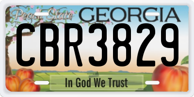 GA license plate CBR3829