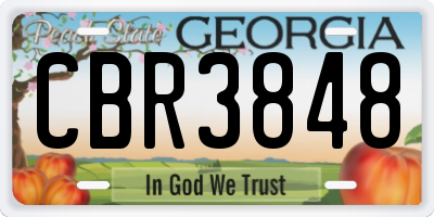 GA license plate CBR3848