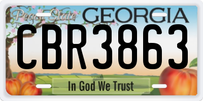 GA license plate CBR3863