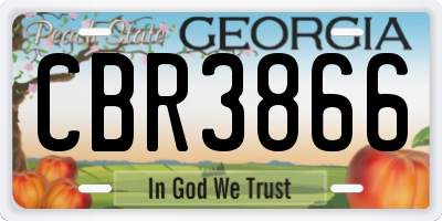 GA license plate CBR3866