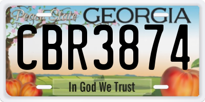 GA license plate CBR3874