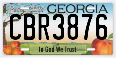 GA license plate CBR3876