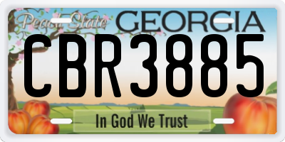GA license plate CBR3885