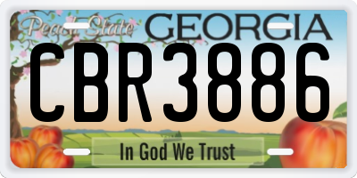 GA license plate CBR3886