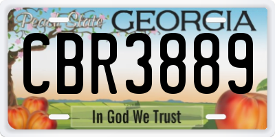 GA license plate CBR3889