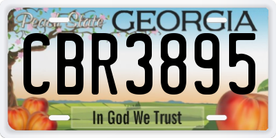 GA license plate CBR3895
