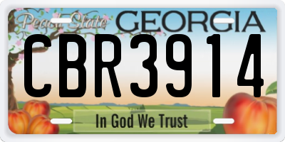GA license plate CBR3914