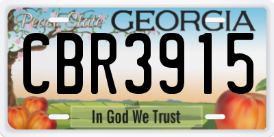 GA license plate CBR3915