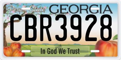GA license plate CBR3928