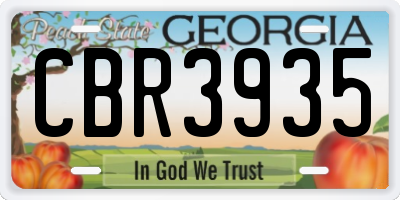 GA license plate CBR3935