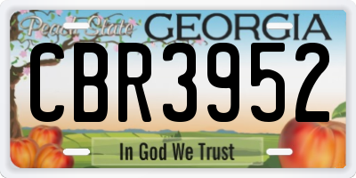 GA license plate CBR3952