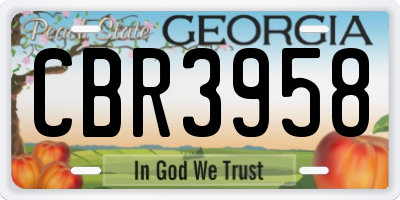 GA license plate CBR3958