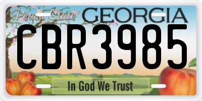 GA license plate CBR3985