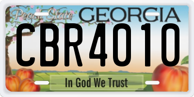 GA license plate CBR4010