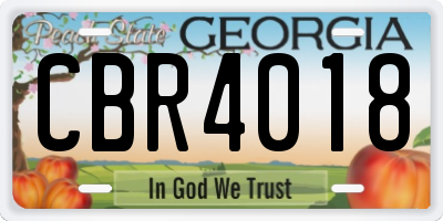 GA license plate CBR4018
