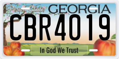GA license plate CBR4019