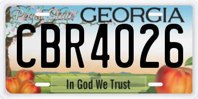 GA license plate CBR4026