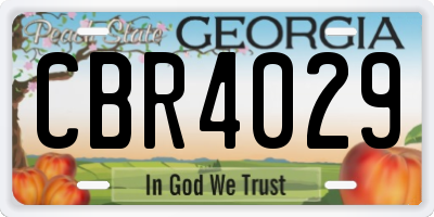 GA license plate CBR4029
