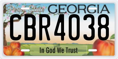 GA license plate CBR4038