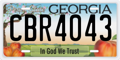 GA license plate CBR4043