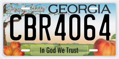 GA license plate CBR4064