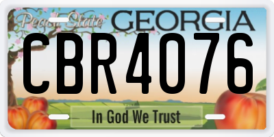 GA license plate CBR4076