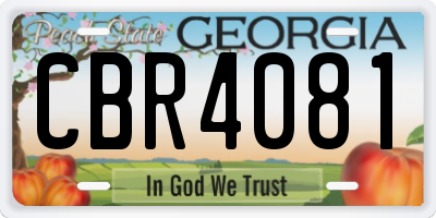 GA license plate CBR4081