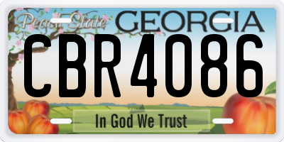 GA license plate CBR4086