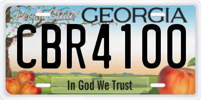 GA license plate CBR4100