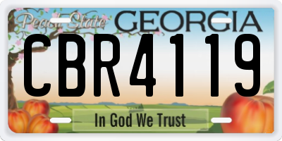GA license plate CBR4119