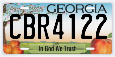 GA license plate CBR4122