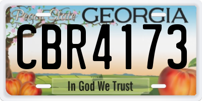 GA license plate CBR4173