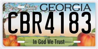 GA license plate CBR4183