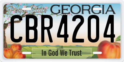 GA license plate CBR4204