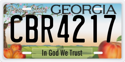 GA license plate CBR4217