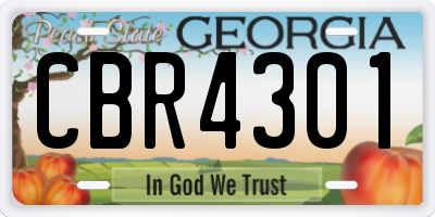 GA license plate CBR4301