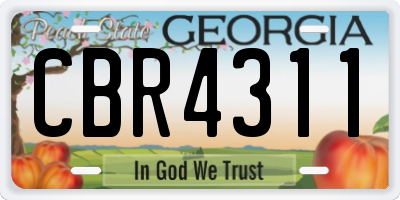 GA license plate CBR4311