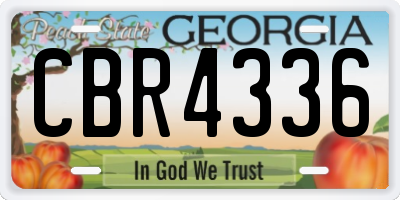 GA license plate CBR4336