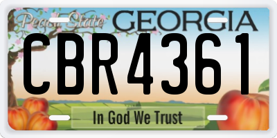 GA license plate CBR4361